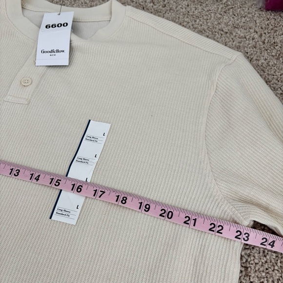 Goodfellow & Co waffle-knit long-sleeve henley shirt in Ivory size Large  NWT - Picture 7 of 8